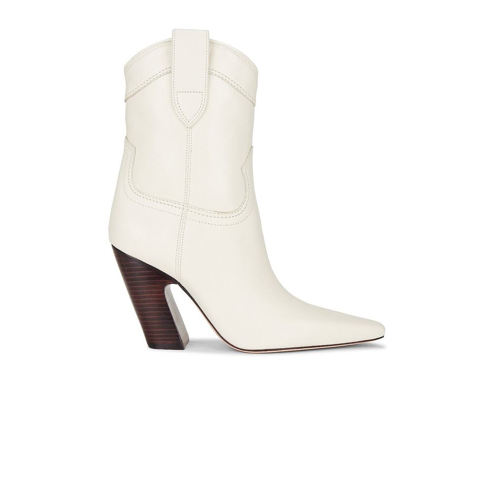 A'Mmonde Atelier 'Adrian' White Leather Wooden Heal Boot Size 7.5